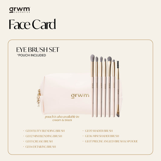 GRWM Cosmetics Face Card Eye Brush Set with Pouch
