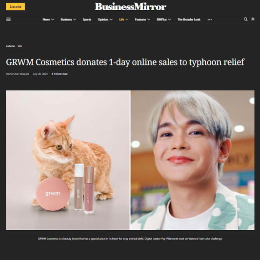 GRWM Cosmetics donates 1-day online sales to typhoon relief