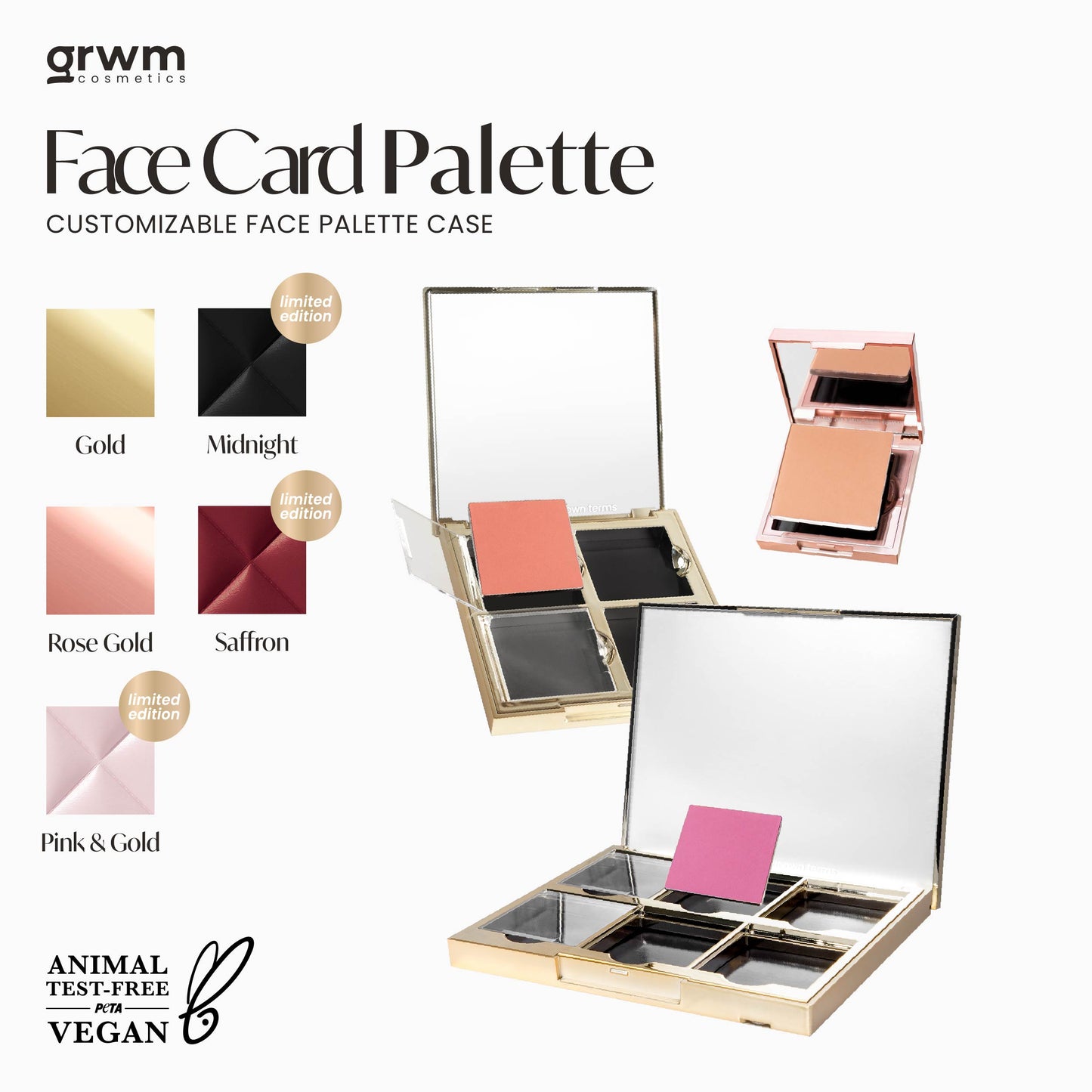 GRWM Cosmetics Face Card Customizable Palette Case