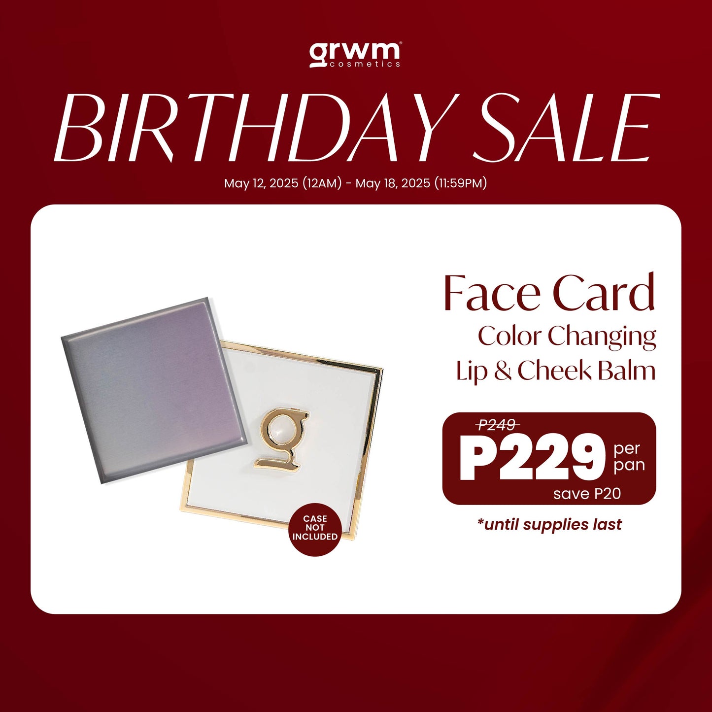 GRWM Cosmetics Face Card Color Changing Lip and Cheek Balm [CASE NOT INCLUDED]