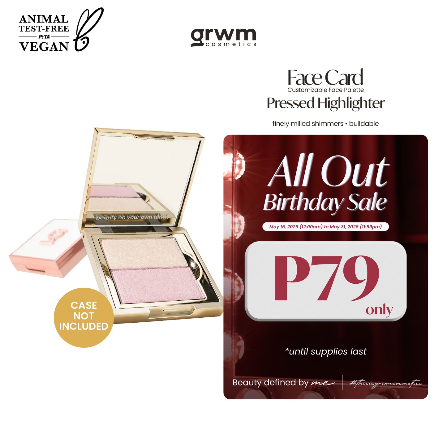 GRWM Cosmetics Face Card Pressed Highlighter [CASE NOT INCLUDED]
