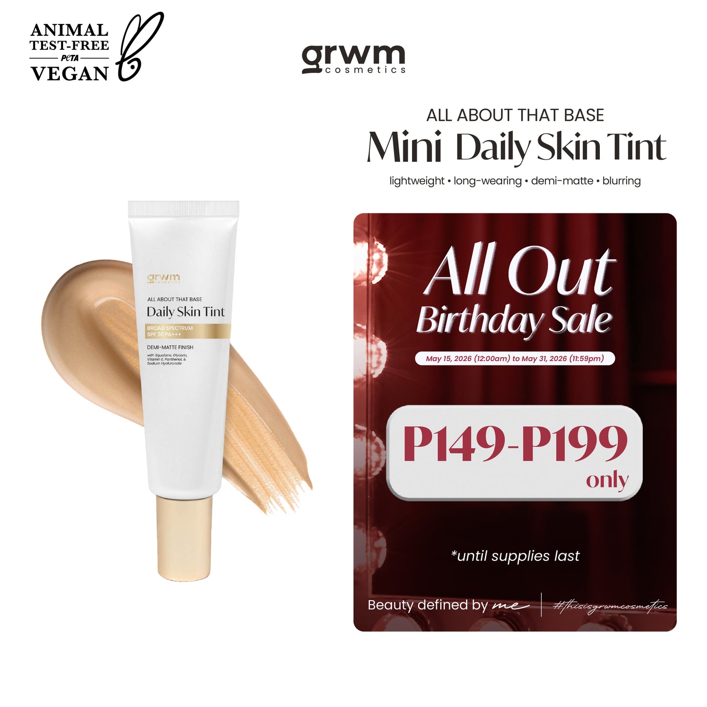 GRWM Cosmetics Mini Daily Skin Tint Broad Spectrum SPF 30 PA +++