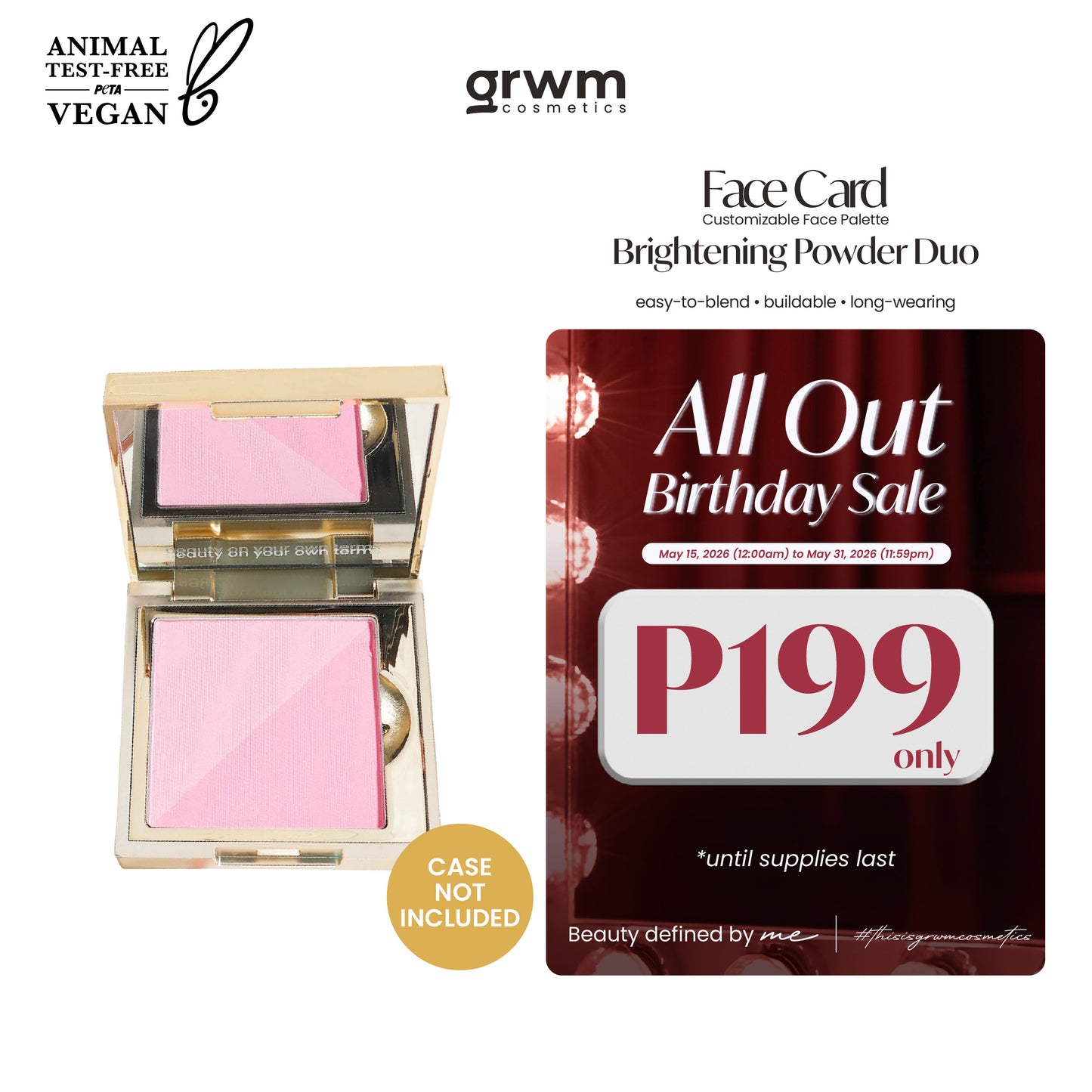 GRWM Cosmetics Face Card Brightening Powder Duo [CASE NOT INCLUDED]