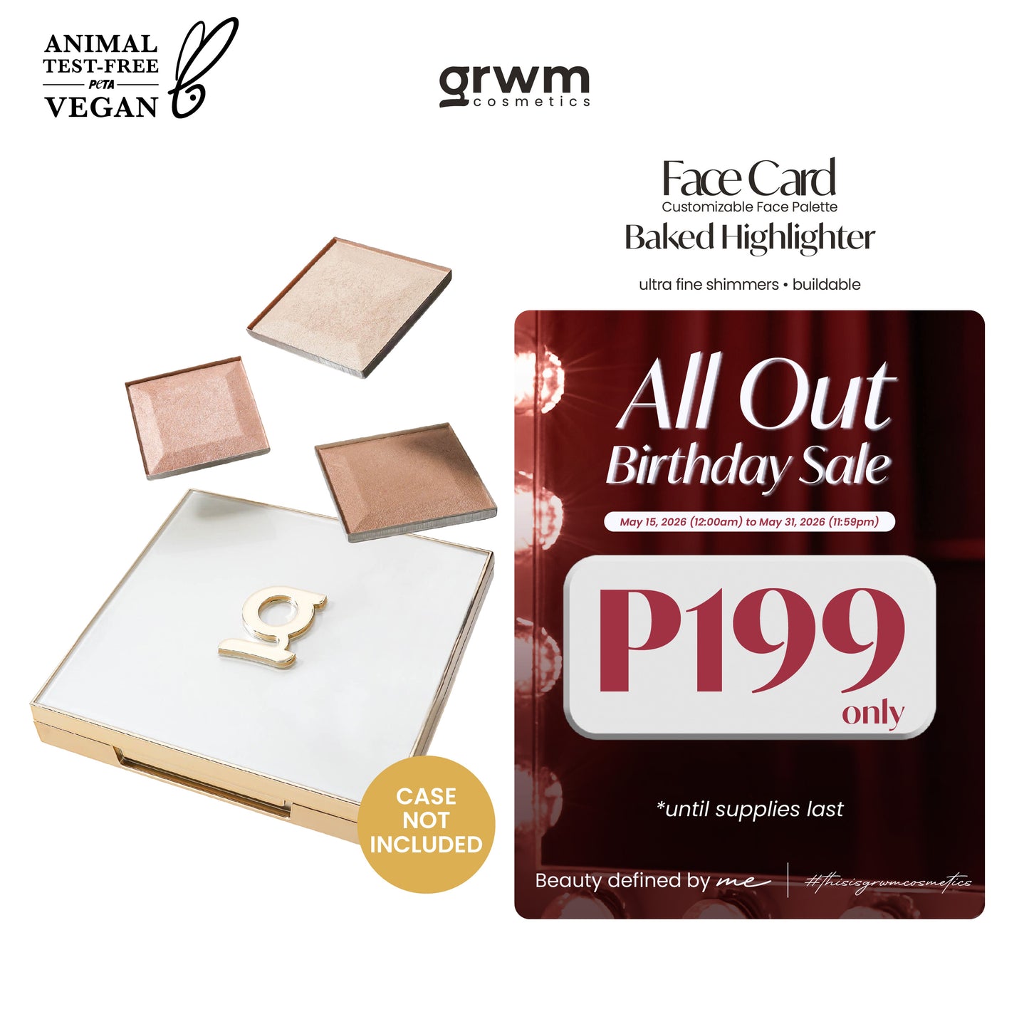 GRWM Cosmetics Face Card Baked Highlighter [CASE NOT INCLUDED]