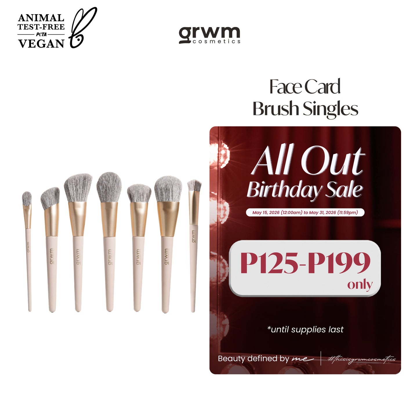 GRWM Cosmetics Face Card Brush Singles Collection