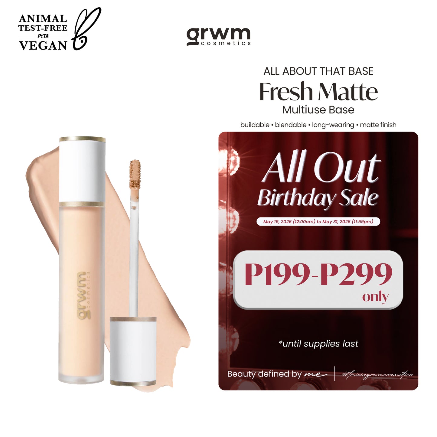 GRWM Cosmetics Fresh Matte Multiuse Base - Skin Tone Shades