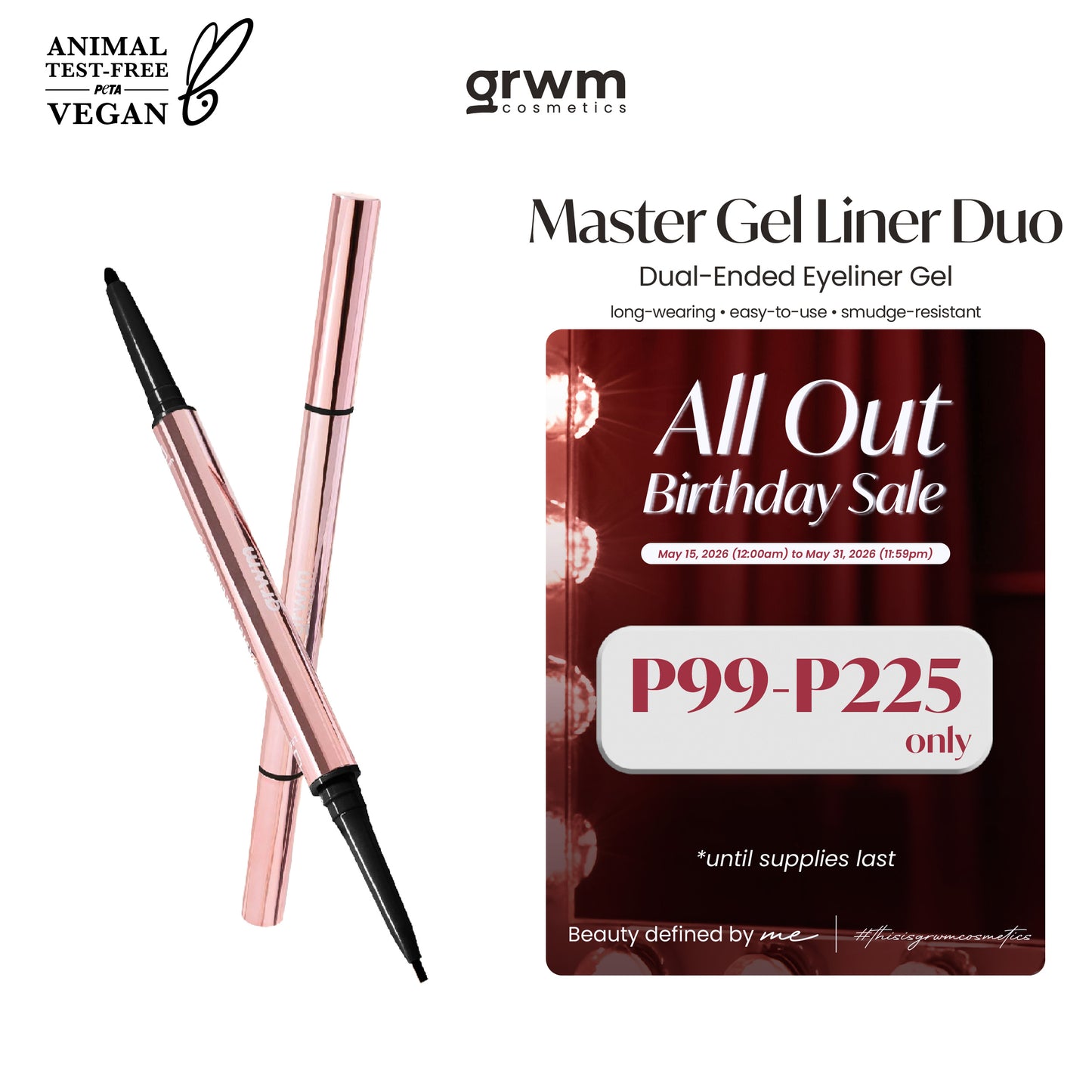 GRWM Cosmetics Master Gel Liner Duo - Dual-Ended Eyeliner Pencil