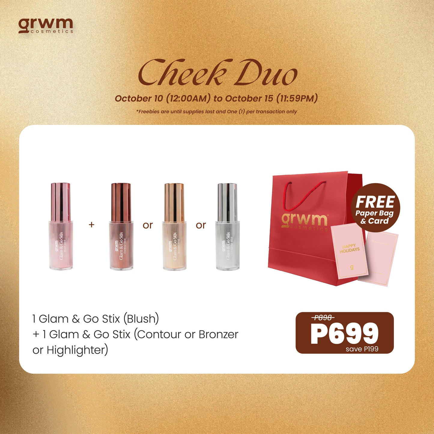 [Bundle] GRWM Cosmetics Cheek Duo - Glam & Go Stix