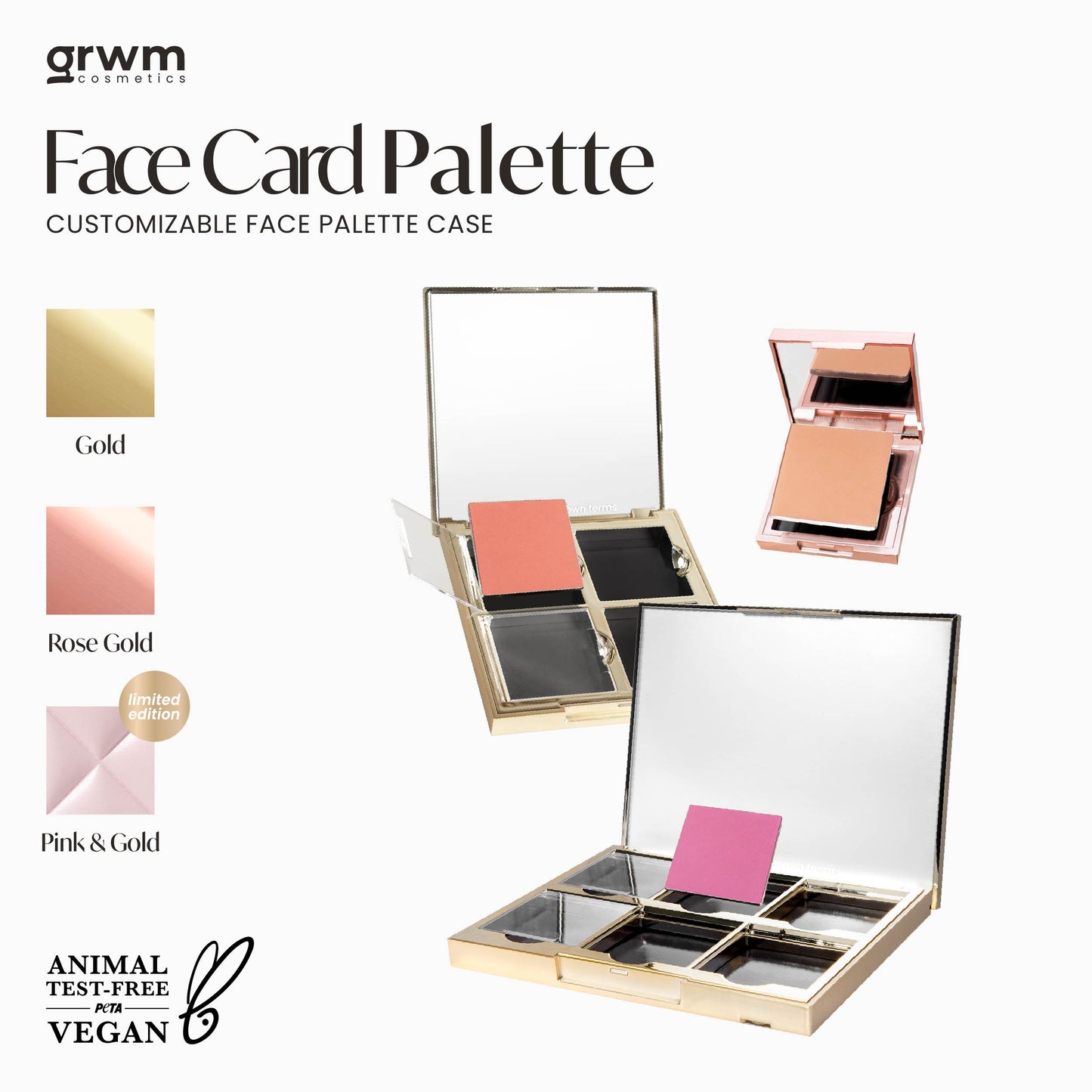 GRWM Cosmetics Face Card Customizable Palette Case