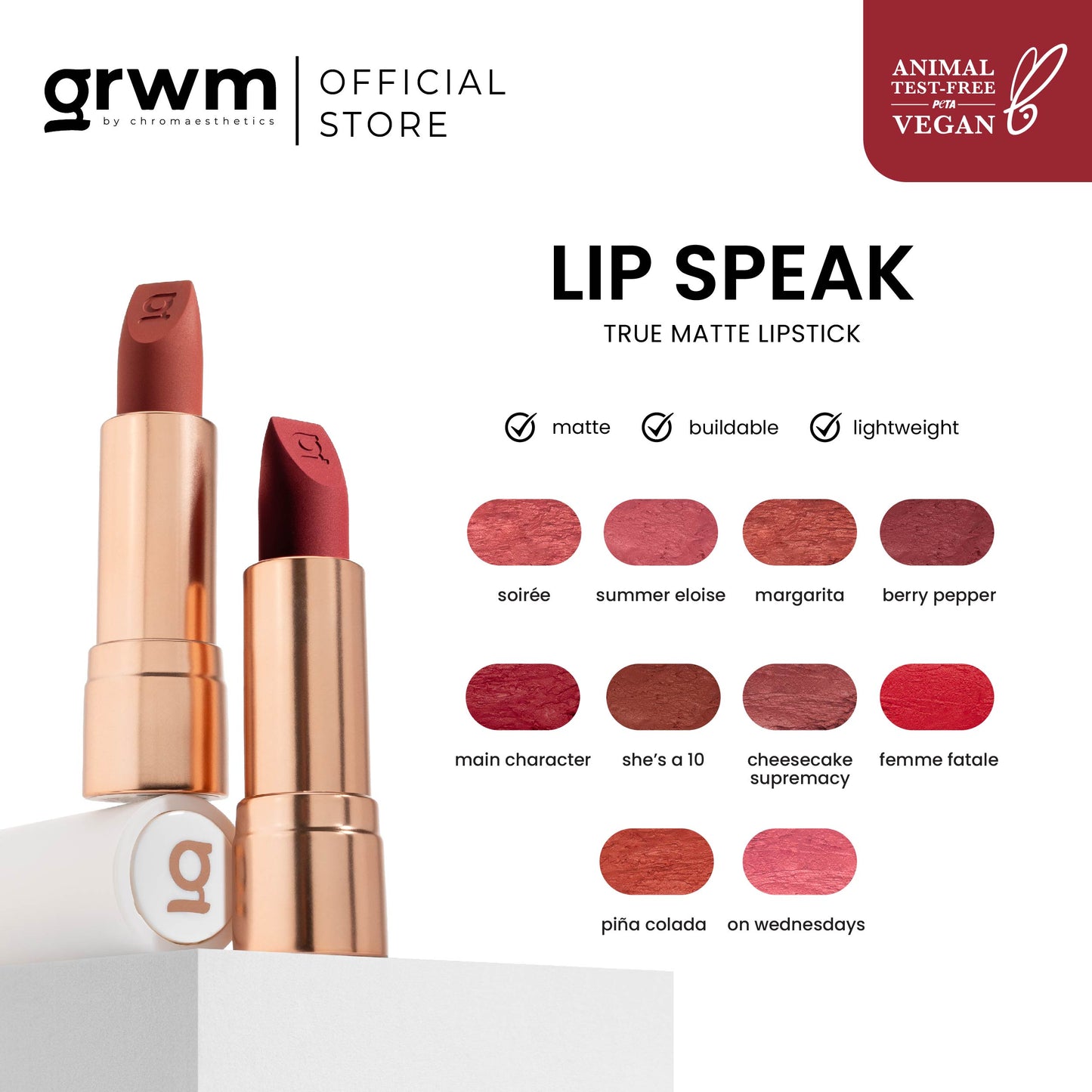 GRWM Cosmetics Lip Speak - True Matte Lipstick