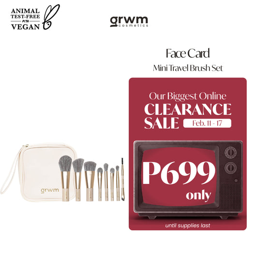 GRWM Cosmetics Face Card Mini Travel Brush Set with Pouch