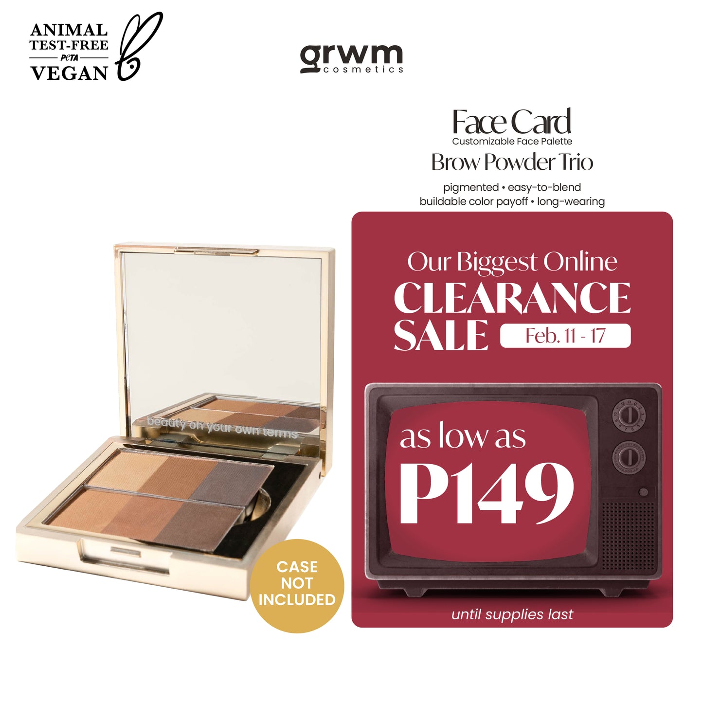 GRWM Cosmetics Face Card Brow Powder Trio [CASE NOT INCLUDED]