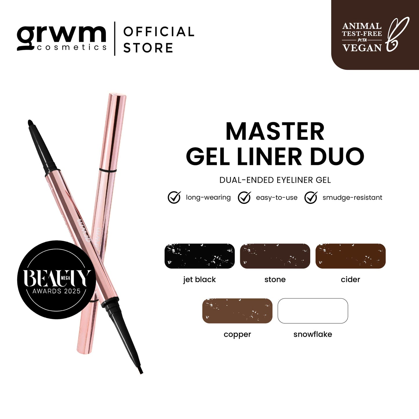 GRWM Cosmetics Master Gel Liner Duo - Dual-Ended Eyeliner Pencil