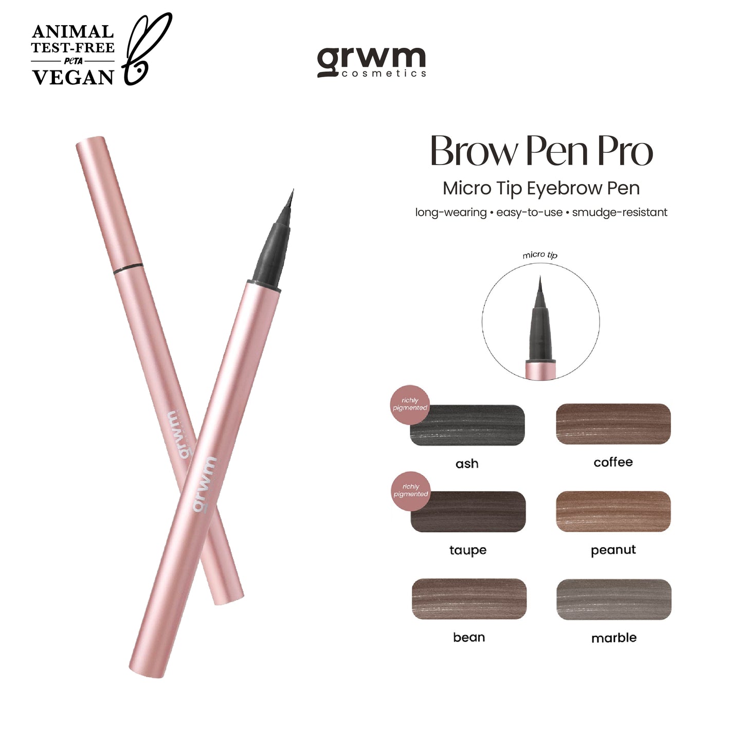 GRWM Cosmetics Brow Pen Pro - Micro Tip Eyebrow Pen