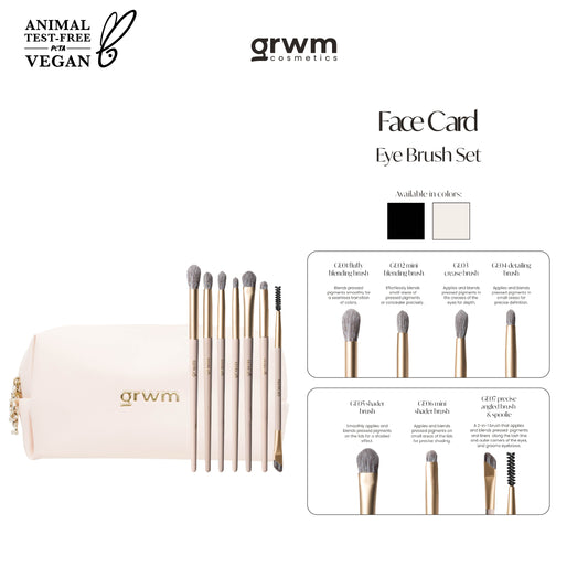 GRWM Cosmetics Face Card Eye Brush Set with Pouch