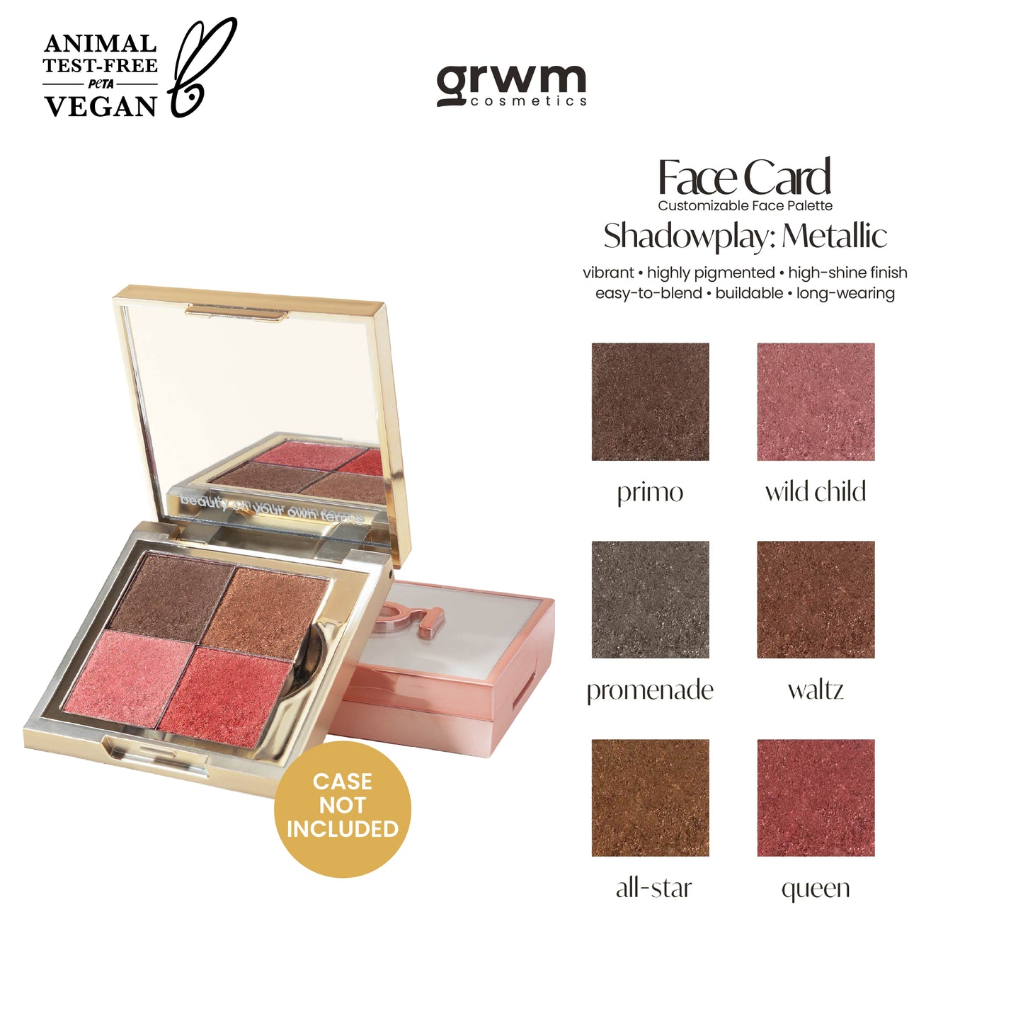 GRWM Cosmetics Face Card Shadowplay - Metallic Eyeshadow  [CASE NOT INCLUDED]