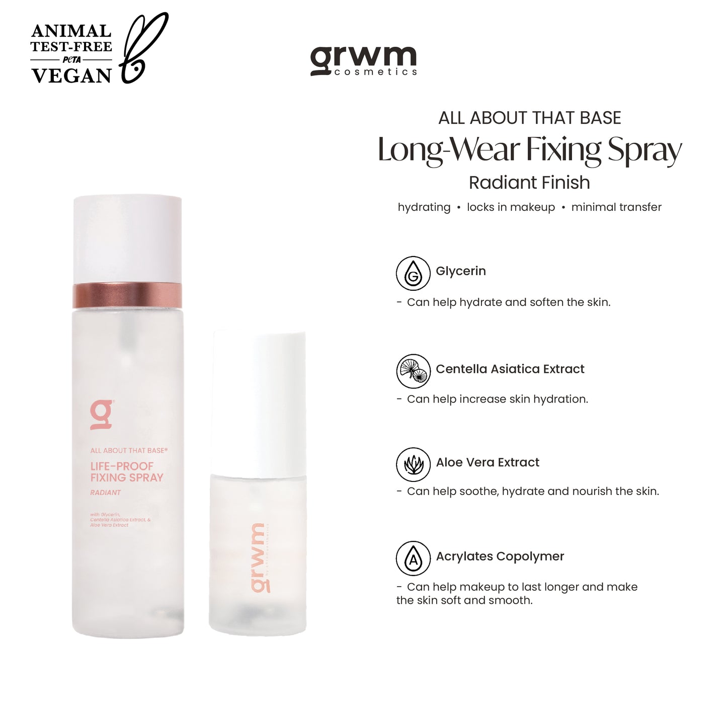 GRWM Cosmetics Long-Wear Fixing Spray - Radiant Finish