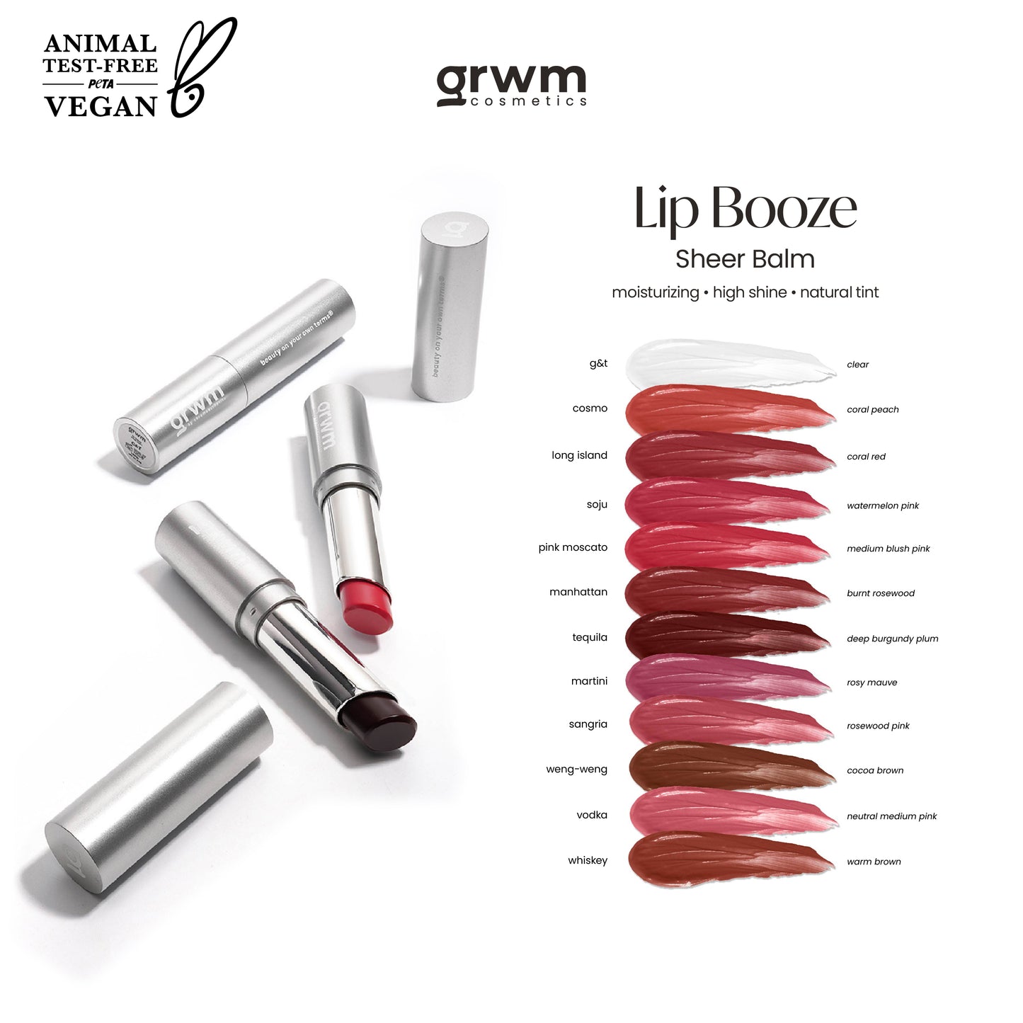 GRWM Cosmetics Lip Booze - Tinted Sheer Balm