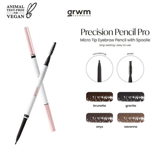 GRWM Cosmetics Precision Pencil Pro - Micro Tip Eyebrow Pencil with Spoolie