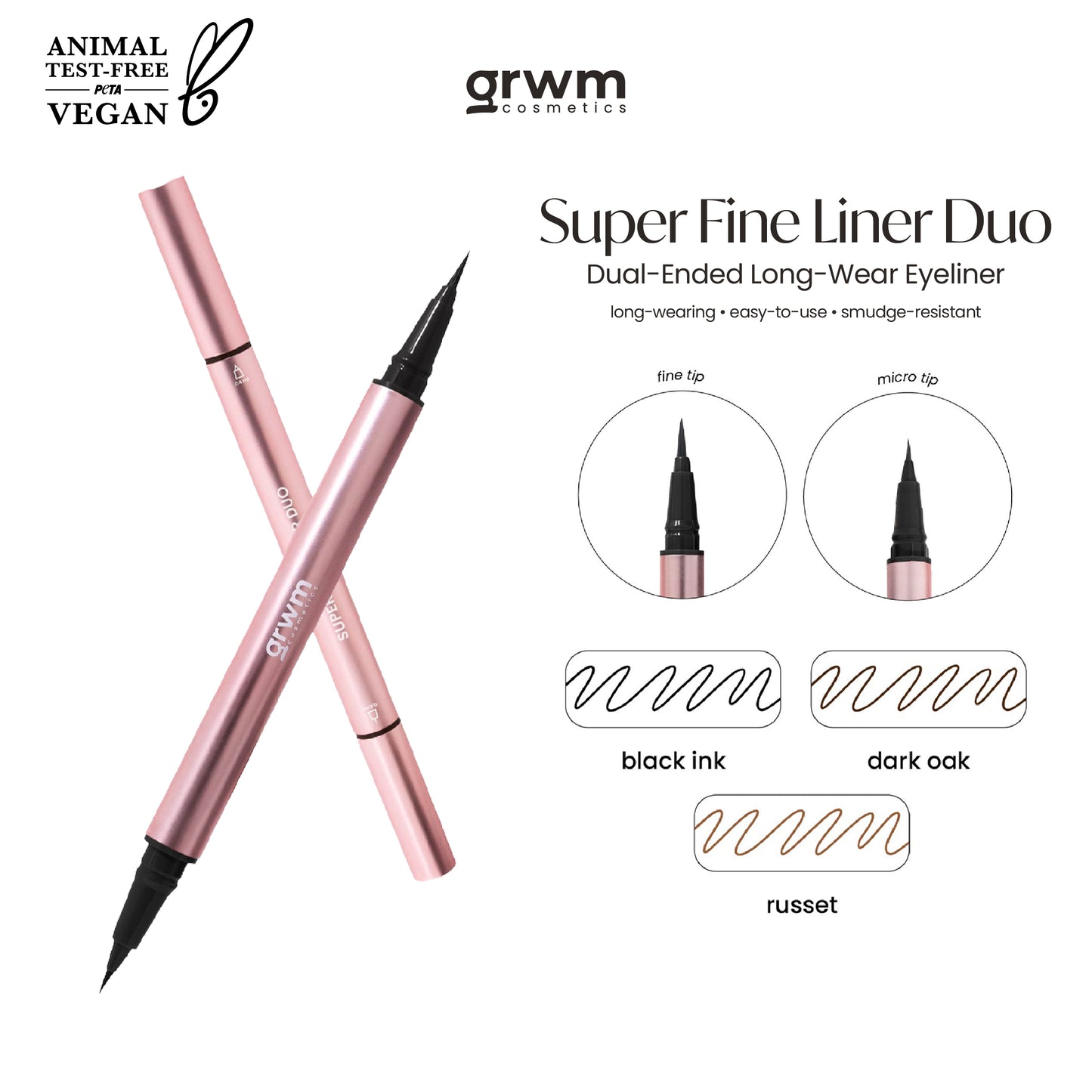 GRWM Cosmetics Super Fine Liner Duo - Dual-Ended Eyeliner