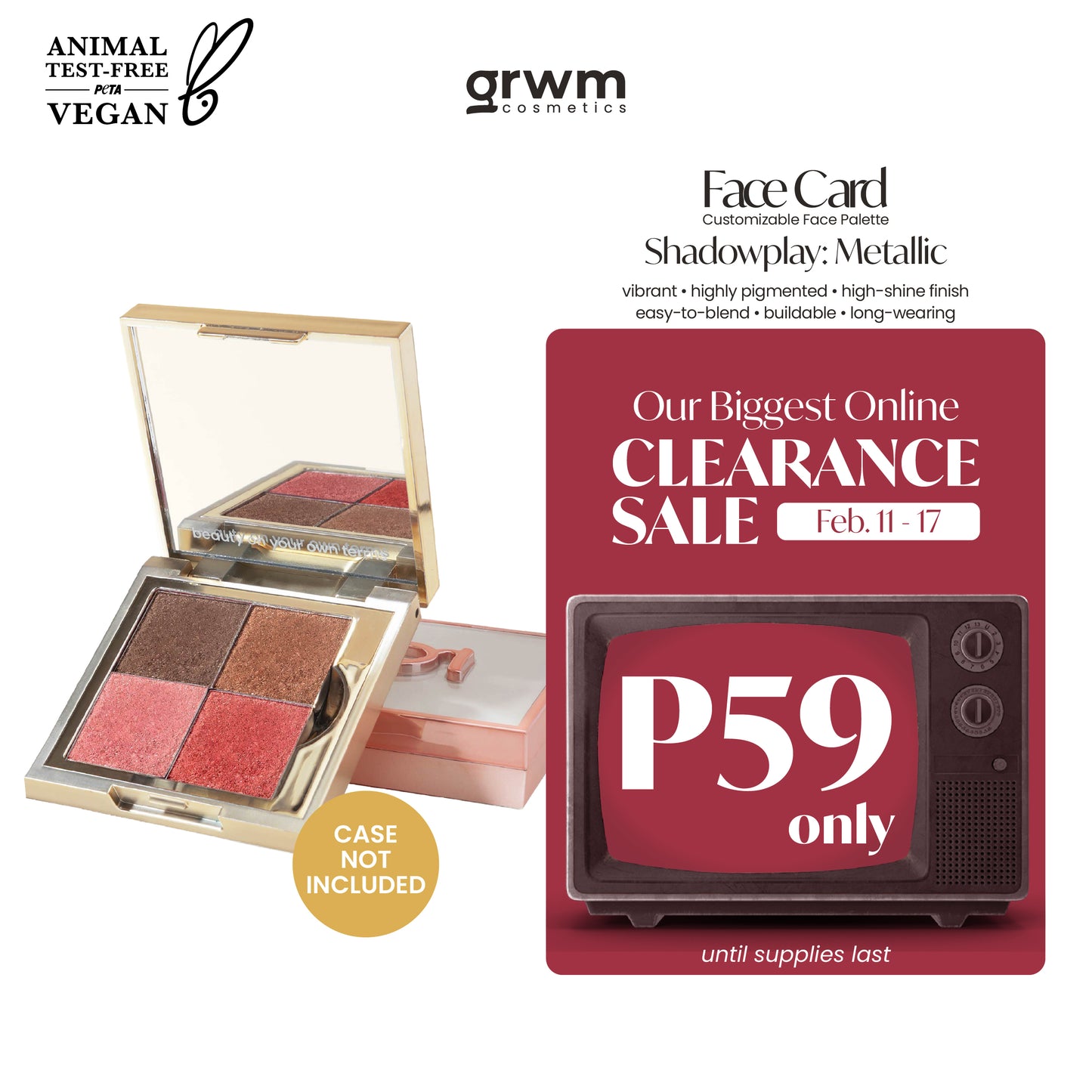 GRWM Cosmetics Face Card Shadowplay - Metallic Eyeshadow  [CASE NOT INCLUDED]