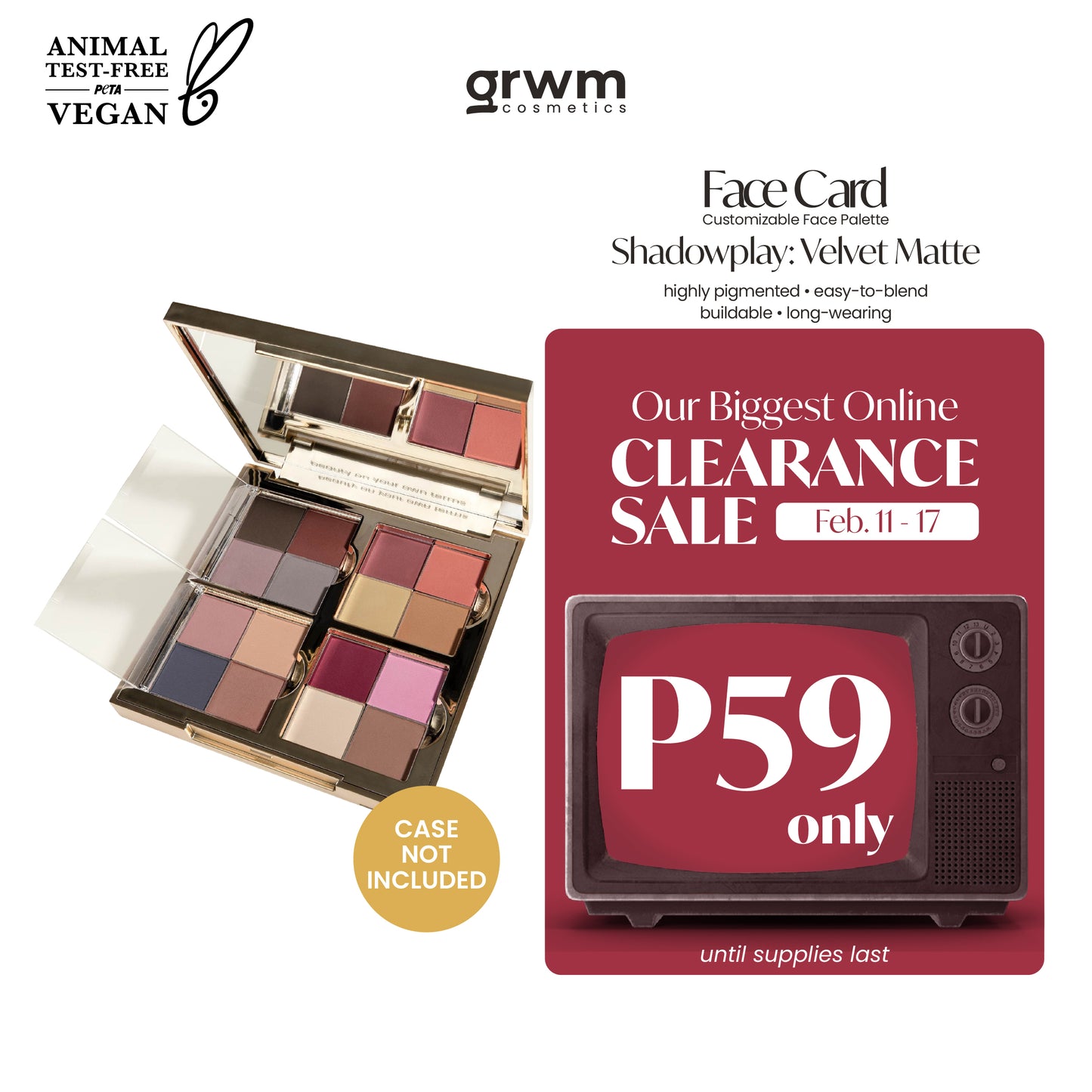 GRWM Cosmetics Face Card Shadowplay - Velvet Matte Eyeshadow [CASE NOT INCLUDED]