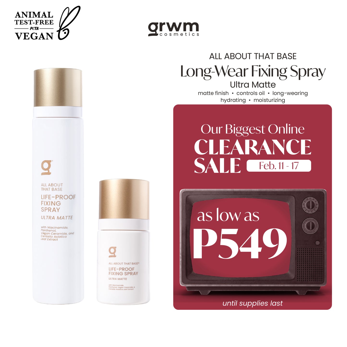 GRWM Cosmetics Long-Wear Ultra Matte Fixing Spray