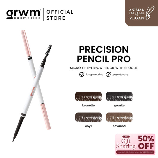 GRWM Cosmetics Precision Pencil Pro - Micro Tip Eyebrow Pencil with Spoolie