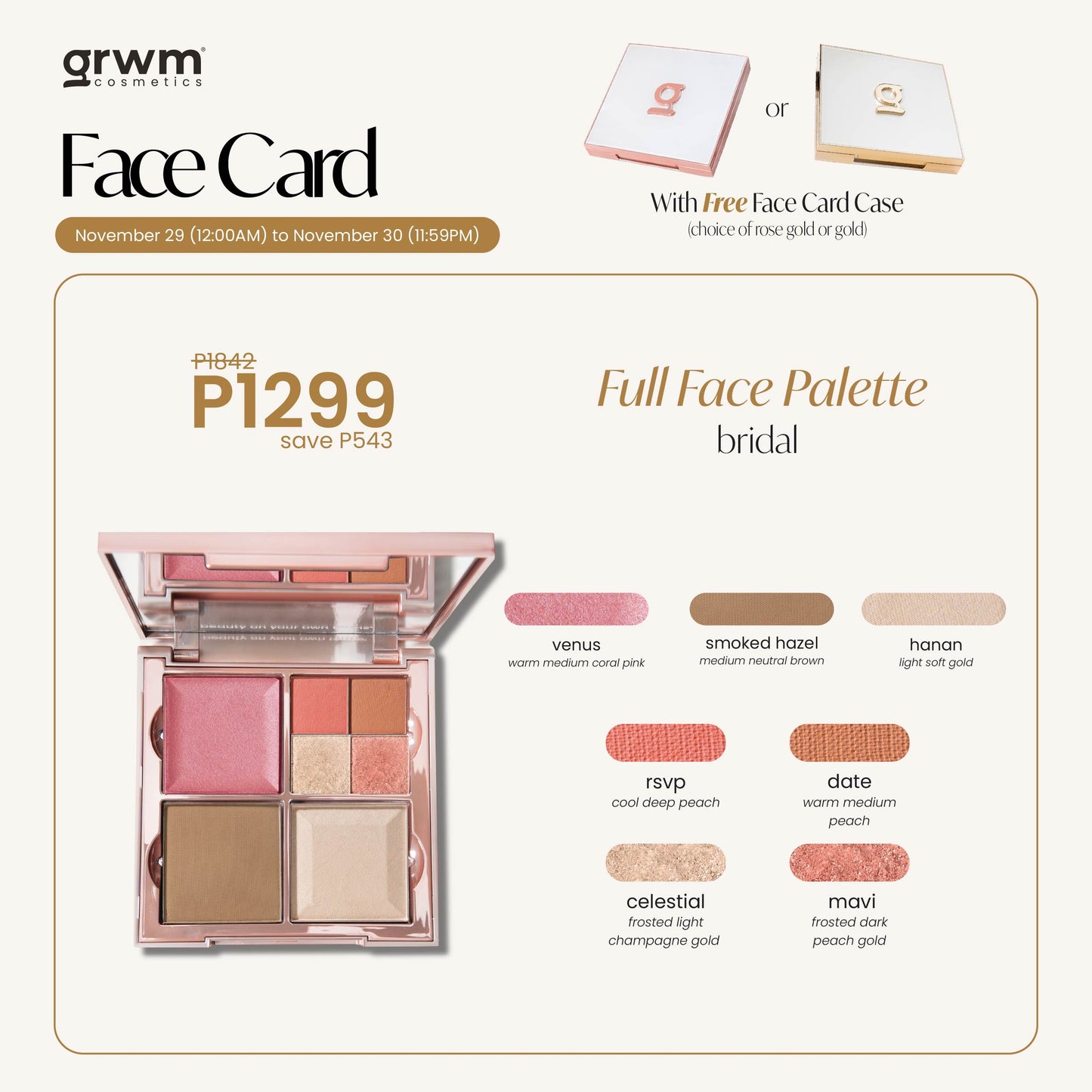 Face card Full Face Palette- Think Pink