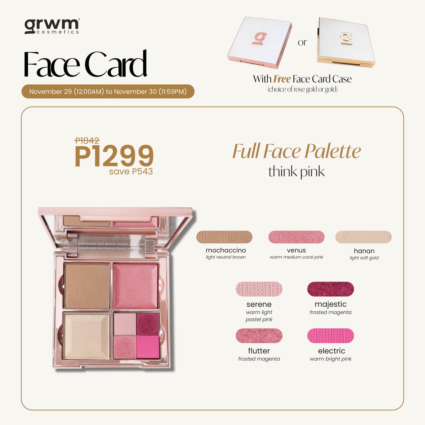 Face card Full Face Palette- Think Pink