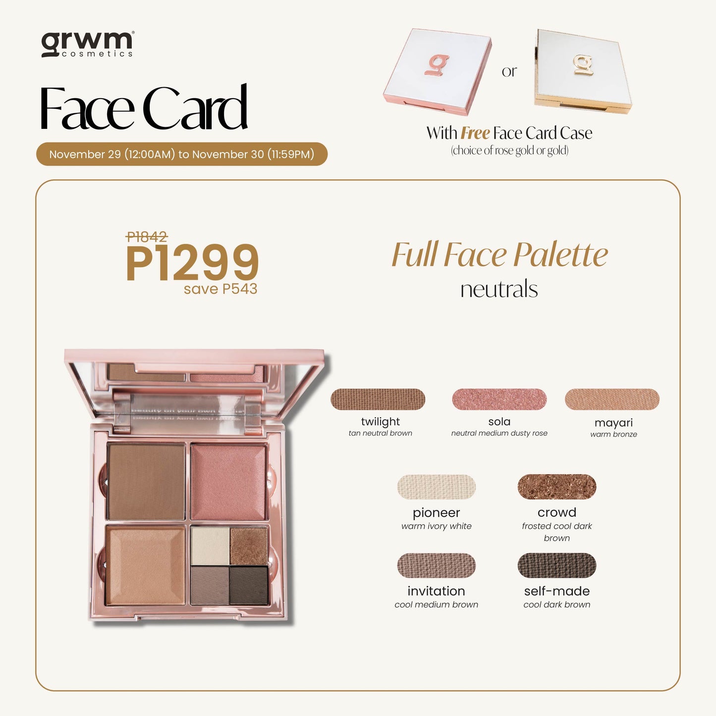 Face card Full Face Palette- Think Pink