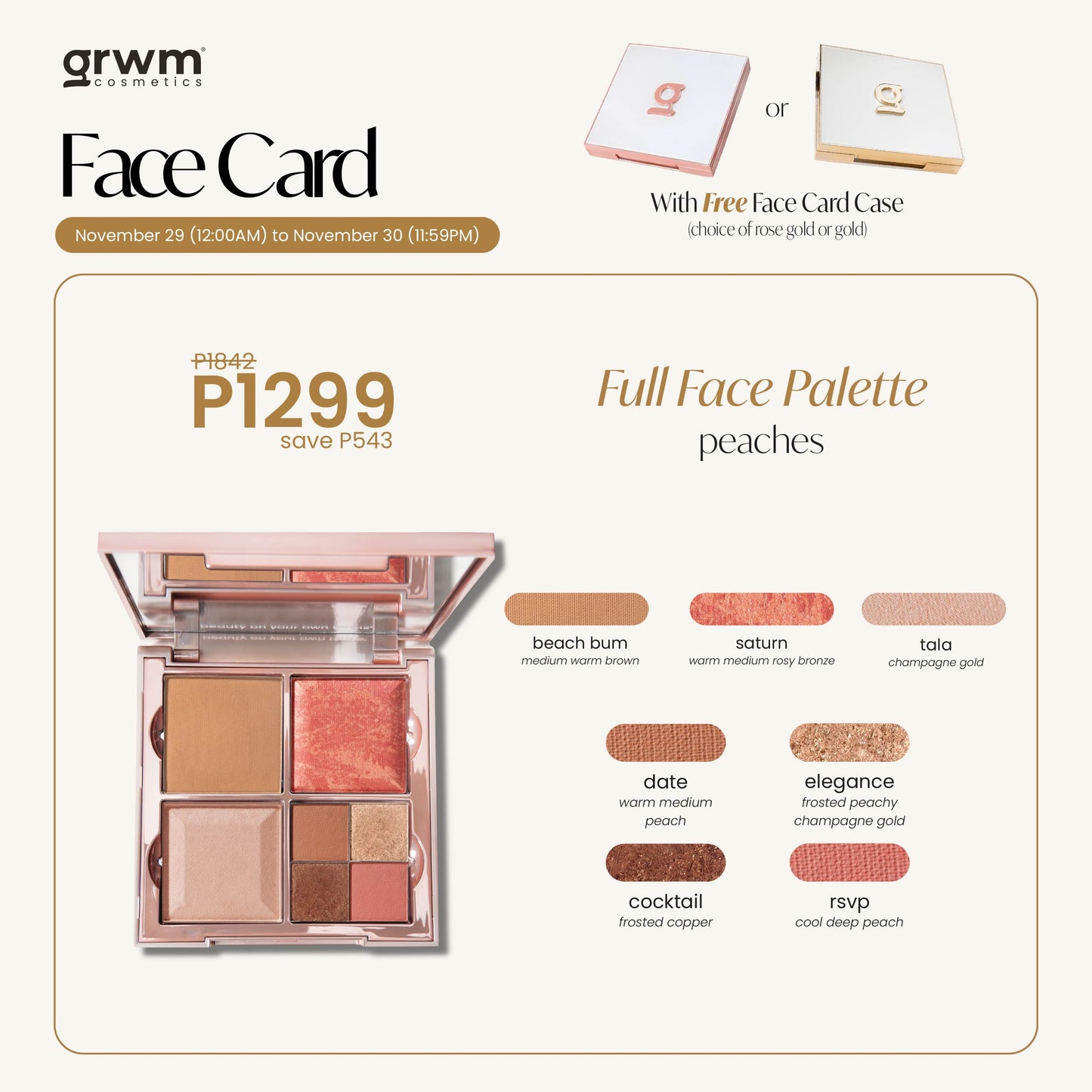 Face Card Full Face Palette- Peaches