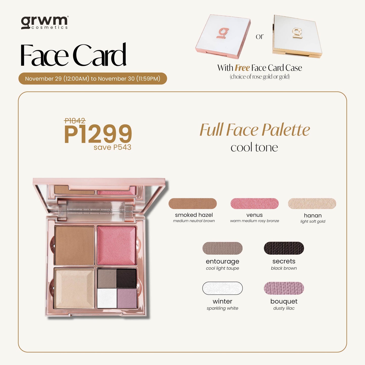 Face card Full Face Palette- Think Pink