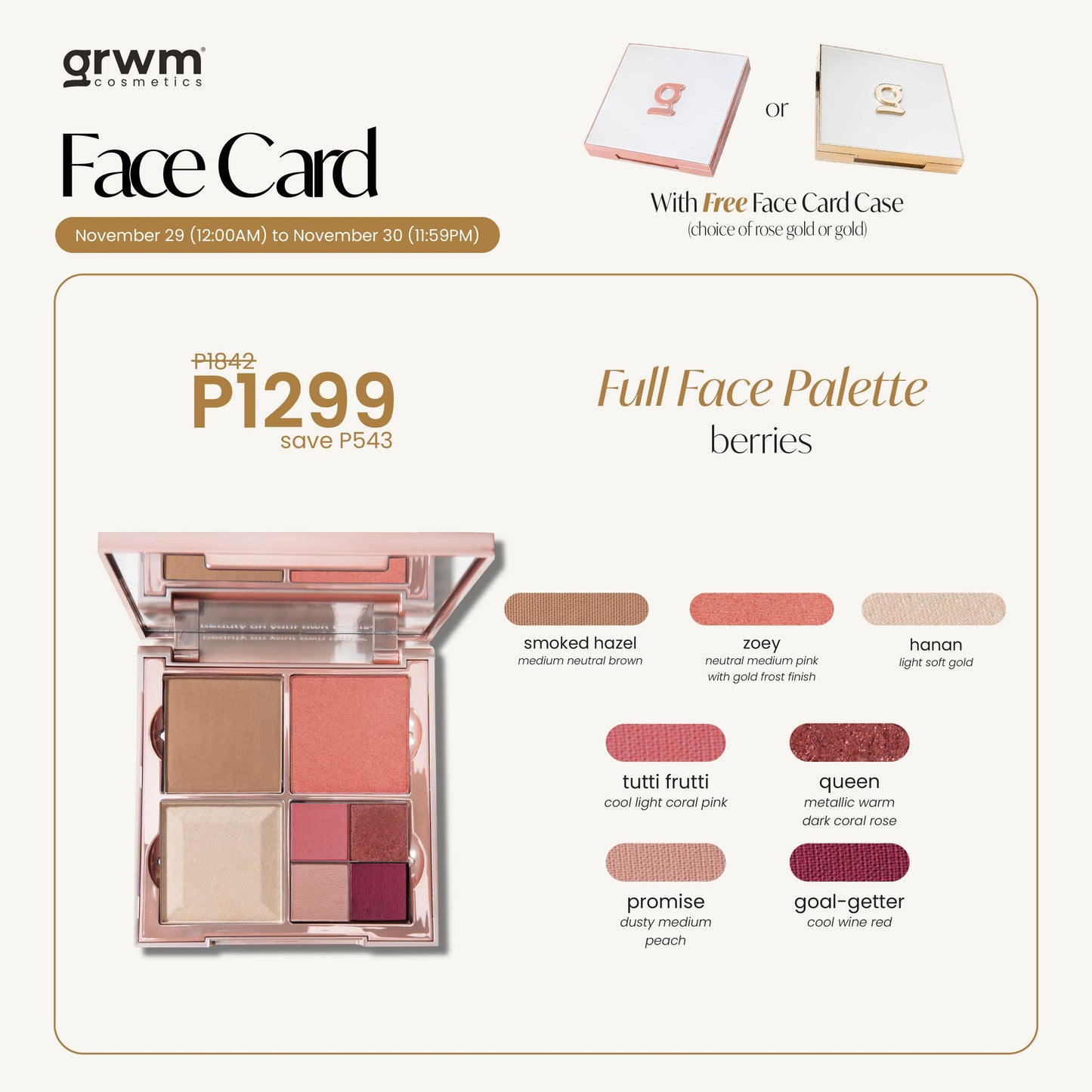 Face card Full Face Palette- Think Pink