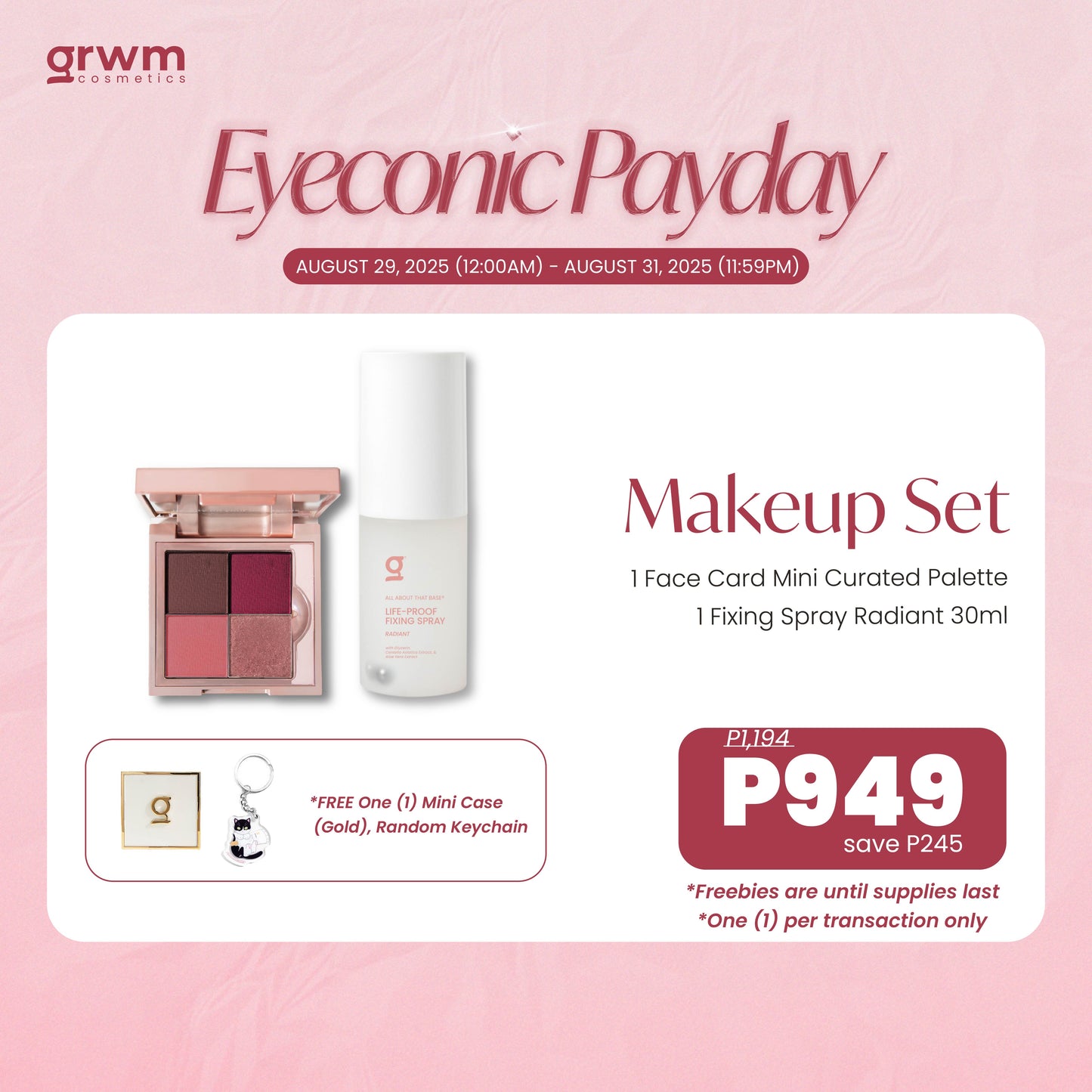 [BUNDLE] GRWM Cosmetics Makeup Set - Mini Curated Shadowplay Palette + Matte 30ml