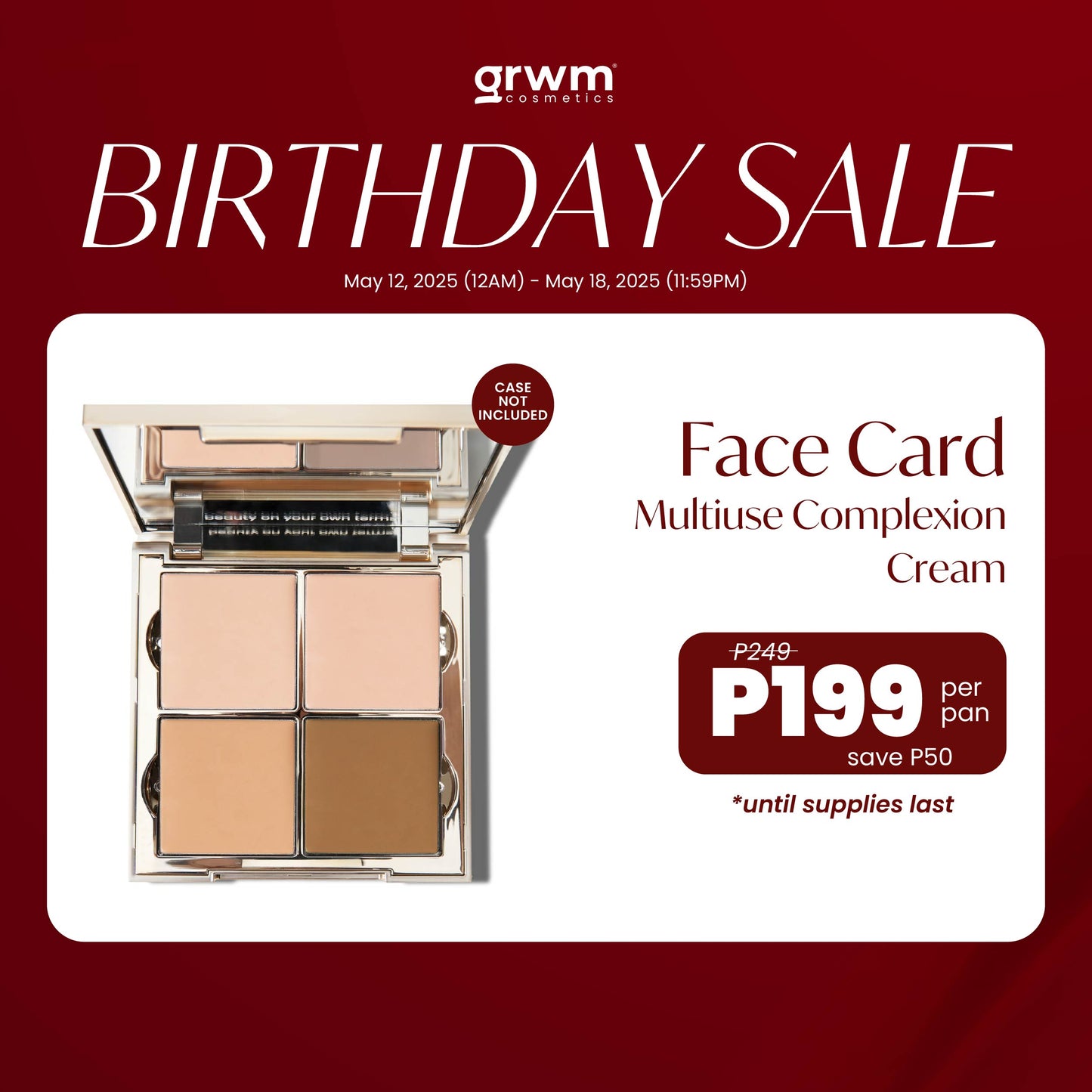 GRWM Cosmetics Face Card Multiuse Complexion Cream [CASE NOT INCLUDED]