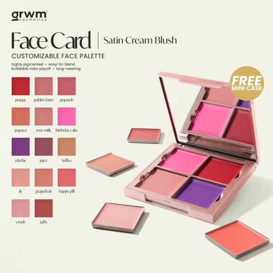 GRWM Cosmetics Face Card Satin Cream Blush with Free Mini Case