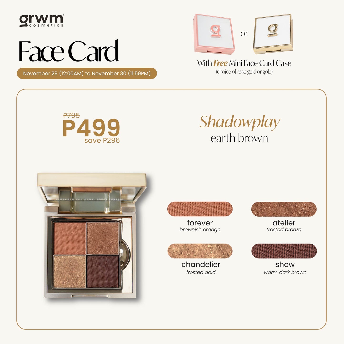 GRWM Cosmetics Face Card Shadowplay Palette